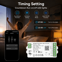 Contrôleur LED CCT double blanc WiFi 2.4G RF sans fil intelligent à température de couleur réglable DC12V 24V pour bande LED WW CW