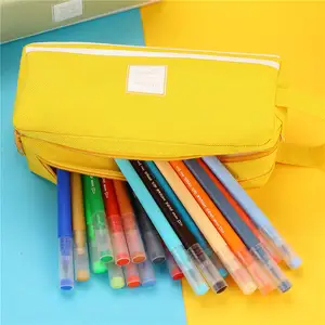 Bolsa de lona con logotipo de impresión personalizada para niños, estuche de lápices de lona con cremallera en blanco, escolar, 05089