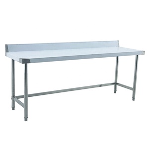 Banco de trabajo resistente para preparación de alimentos de cocina de acero inoxidable de alta calidad con mesa de trabajo de una capa trasera contra salpicaduras - Product Image 1