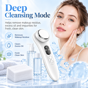 Masseur facial blanc, appareil de soin de la peau pour un nettoyage en profondeur, nettoyeur de pores, éliminateur de résidus de maquillage, outil de nettoyage du visage - Product Image 1