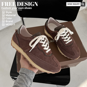 Zapatillas <span class=keywords><strong>Retro</strong></span> de Cuero Genuino para Hombre y Mujer, Suela de Goma Gruesa, Calzado Casual Urbano, Logotipo Personalizado OEM - Product Image 1