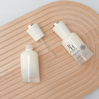 Bouteilles rondes de sérum en verre de luxe de 30ml 45ml 1oz en gros compte-gouttes à bouton-poussoir vide huile essentielle et crème de soin de la peau goutte pour les yeux