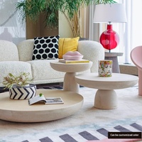 Table Basse Crème Style Antique, Café Ambiance Décontractée, Petit Appartement, Design d'Influenceur, Meuble de Salon