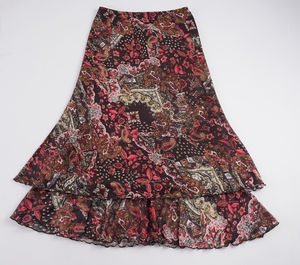 Vintage Colorblock Asymmetrical <b>Mesh</b> Midi <b>Skirt</b> Ethnic Unique Flowy Sheer Vacation Bohemian Casual <b>Skirt</b> - Product Image 6