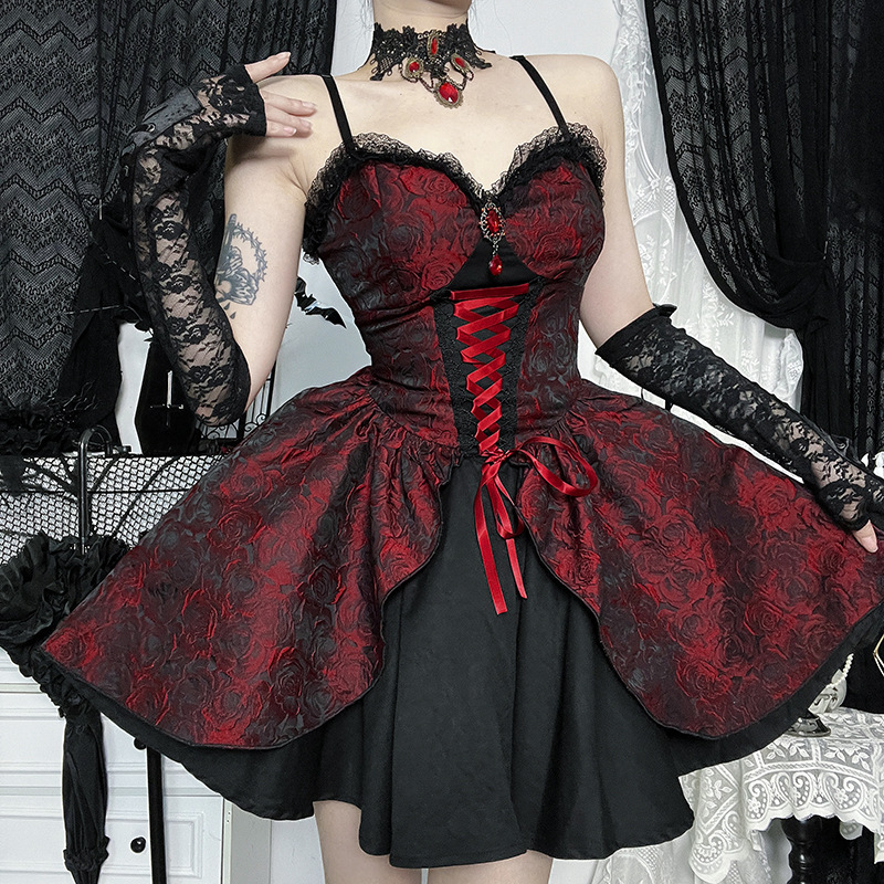 Buy Black and Red Gothic Dresses Perfect for Halloween Parties | Alibaba.com
