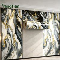 Panneau mural en marbre bleu océan, autocollant 3D auto-adhésif imperméable en PET PVC pour salon, chambre à coucher, intérieur