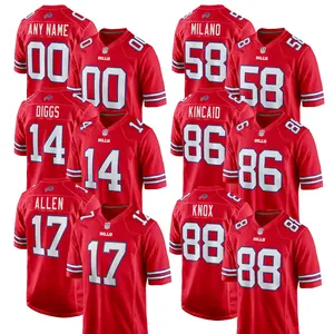 2024 Men's Red Buffalo Bills Team Jerseys Custom American Football Shirts Stitched Embroidered Wholesale