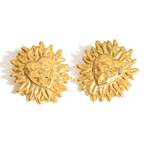 Pendientes de Sol en Forma de Corazón, Acero Inoxidable, Chapados en Oro, Joyería para Mujer, Regalo, Accesorio de Moda - Product Image 5