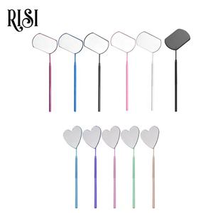 Nuevo espejo de pestañas <span class=keywords><strong>RISI</strong></span>, espejo de pestañas profesional de acero inoxidable, forma de corazón/cuadrado/luna, espejo de pestañas rosa, logotipo personalizado - Product Image 2