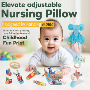 Jouet sensoriel en plastique pour bébé, ensemble d'activités Montessori 5 en 1 - Hochet, Anneau de dentition, Sonnette à main, <span class=keywords><strong>Hochets</strong></span> de poignet/pied pour nouveau-né - Product Image 2