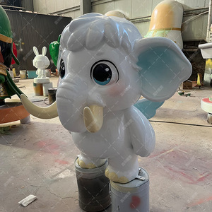 Cartoon <b>Elephant</b> Sculpture Fiberglass Floor Mount Outdoor Animal Figure <b>Decoration</b> - Product Image 4