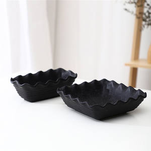 Factory wholesale kitchen restaurant home wave edge rectangle speckled black <strong>ceramic</strong> <strong>tray</strong> baking stoneware bakeware for cake - Product Image 2