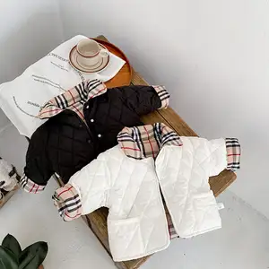 2024 Winter Clothes New Cotton Baby Coat Thickened Rhombic Plaid Two-sided Baby Coat Padded jacket with long sleeves