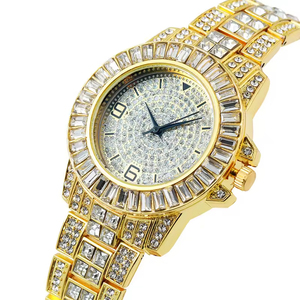 Orologi <span class=keywords><strong>da</strong></span> <span class=keywords><strong>Polso</strong></span> <span class=keywords><strong>da</strong></span> <span class=keywords><strong>Uomo</strong></span> Completamente Tempestati di Diamanti, Stile Hip Hop, in Lega con Strass, Quadrante Dorato, Orologi Digitali, Cassa Quadrata, Quadrante in Vetro 18mm - Product Image 5