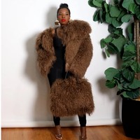 RXFurs Manteau d'Hiver Épais en Véritable Fourrure de Mouton de Mongolie pour Femmes, Veste Douillette et Pelucheuse avec Col Châle en Fourrure de Laine