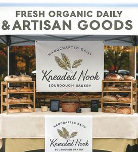 Trois bannières personnalisées, bannière de stand sur mesure pour salon artisanal, affichez votre logo et le nom de votre entreprise, chemin de table, stand pop-up - Product Image 5