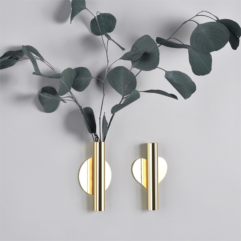 Nordic Geometric flower pot Modern home decor wall mounted flower tube wall decoration plant and flower holder wall metal Vase