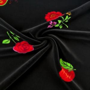 Tela <span class=keywords><strong>de</strong></span> Microterciopelo LOVELY SENSE CROWN CRO 5000 <span class=keywords><strong>de</strong></span> 44 Pulgadas, Estampado con <span class=keywords><strong>Fondo</strong></span> Negro y Patrones Coloridos - Product Image 4