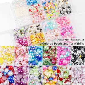 Boîte transfrontalière perle synthétique résine strass coupe brillante 10mm accessoires pour ongles bricolage matériaux faits à la main épingle à cheveux en vrac - Product Image 2
