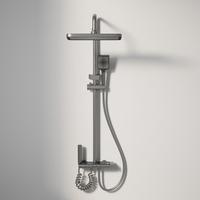 Système de douche Ensemble de robinet de douche piano thermostatique avec affichage numérique Combo douche pluie mural avec lumières d'ambiance LED