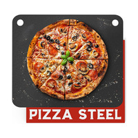 Plaque à pizza en fonte noire avec logo personnalisé, outils pour barbecue, 40,6*34 cm, pour fours, grils, micro-ondes, forme rectangulaire épaisse