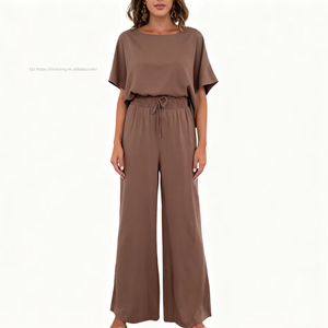Women's Casual Print Crew Neck Short-Sleeve Top with <b>Tie</b>-Waist Loose Fit Pants 2-Piece Set Fashion - Product Image 6