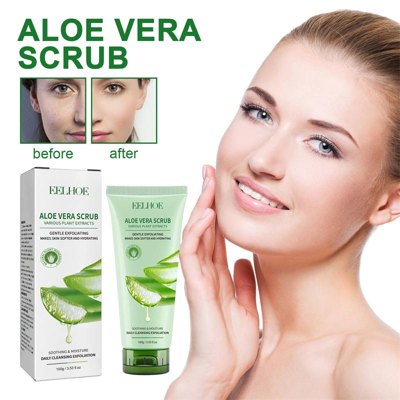 Eelhoe Aloë Vera Hydraterende Verhelderende Body Scrub Mee-Eter Acne Spot Rustgevende Exfoliërende Gezichtsreinigende Scrub Gel