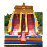 Thème de l'homme primitif PVC Orange château gonflable gonflable Topogan Jungle primitif toboggans gonflables pour enfants mur d'escalade