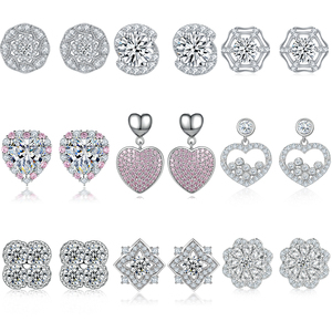 أقراط فاخرة من الفضة الإسترلينية عيار 925 مرصعة بالزركون المكعب واللؤلؤ والماس من شركة صن ستار للمجوهرات - Product Image 3