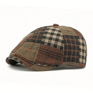 2024 New Autumn Winter Splicing Beret British Retro Cap 6 Panels Ivy <b>Hat</b> Painter <b>Hat</b> - Product Image 1