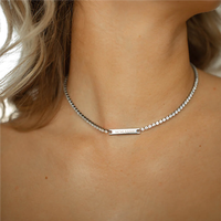 Ensemble de Bijoux Haute Qualité pour Femmes en Acier Inoxydable, Zircon, Chaîne Tennis, Collier, Bracelet, PVD 18 Carats, Logo Personnalisé, Nom Gravé, Vierge