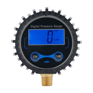 Manómetro digital para neumáticos de coche y motocicleta, manómetro con resolución de 0,1 PSI con conexión inferior NPT de 1/4 pulgadas y protector de goma