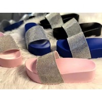 Sandales compensées à talons hauts pour femme, style plage et extérieur, ornées de strass, pour l'été