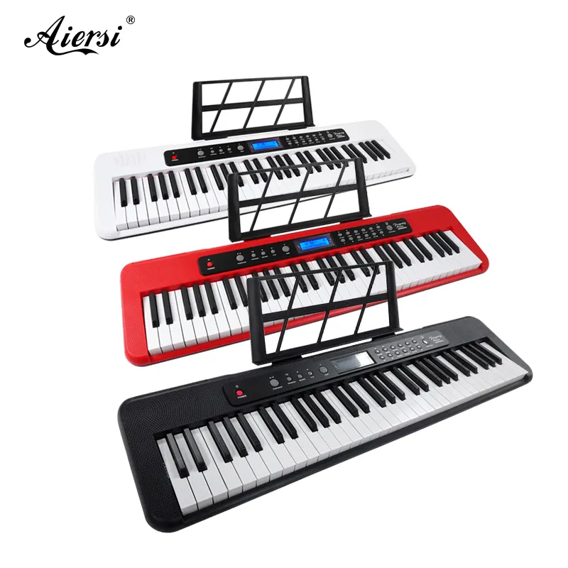 Aiersi marca 61 teclas respuesta táctil órgano electrónico rojo/Blanco/Negro Color portátil bebé teclado Piano instrumento Musical