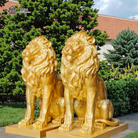 Sculptures en bronze antique Statues de lion d'or en laiton Commerce pour porte