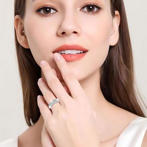 Sang Trọng Shinny Bạc Đồ Trang Sức <span class=keywords><strong>925</strong></span> Zircon Nhẫn Gra Giấy Chứng Nhận Thời Trang Vòng D Màu Ban Nhạc Tùy Chỉnh CZ Engagement Rings Cho Các Cặp Vợ Chồng - Product Image 4