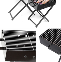Barbecue au charbon pliable en forme de X avec souffleur manuel, barbecue extérieur portable sur pied