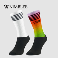 Chaussettes de cyclisme aérodynamiques en nylon à compression, personnalisées, de haute qualité, à séchage rapide, pour sublimation