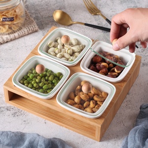 Assiette à fruits créative et écologique de style campagnard, bol à biscuits, noix, fruits secs, avec couvercle en <span class=keywords><strong>bambou</strong></span>, pour le salon - Product Image 4