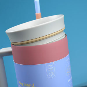 Stock 40oz Double Wall Stainless Steel Vacuum Insulated Travel Mug with Leakproof Handle Lid for Coffee and Car Use - Product Image 2