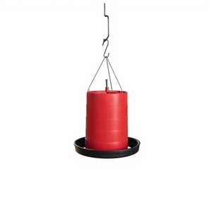 New Thickened and Durable YOUMU Chicken Feeder 15kg Red PP Plastic &amp; <strong>Metal</strong> Automatic Feeding <strong>Trough</strong> for Poultry Farms - Product Image 2