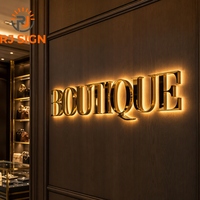 Enseigne LED personnalisée en or miroir, acier inoxydable, acrylique, logo lumineux, étanche, pour salon de beauté, spa, salon de manucure, décoration murale