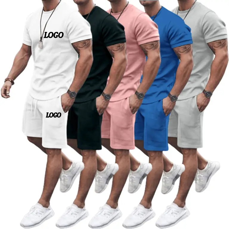 Wholesale Custom Logo Designer White T Shirt And Shorts Set Mens 2 Two Piece Summer Short Set Tshirt For Men