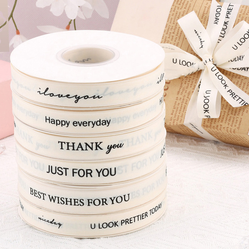 Custom Printed Luxury Butterfly Bow Polyester Ribbon 1.5cm for Birthday Flower Packaging Cake Decoration & Gift Wrapping