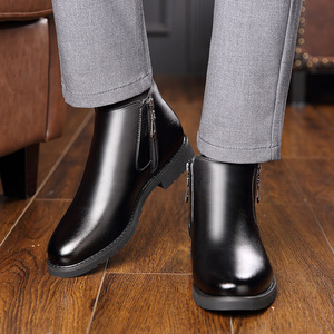 Botas de Invierno para Hombre, de Cuero Negro con Cierre, Forradas de Algodón Cálido, Talla Adulto 116 - Product Image 2