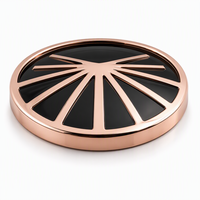 Emblème de voiture rond en plastique ABS de qualité professionnelle supérieure, motif soleil noir et or rose, pour l'extérieur des véhicules