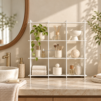 Étagère de présentation de tasses à café en métal blanc 3x3, type moderne, sur pied, 9 compartiments, organisateur de tasses pour comptoir, étagère pour salle de bain
