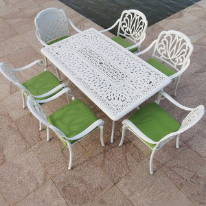 Ensemble de jardin moderne et durable en aluminium moulé, résistant à l'eau et aux UV, table et chaises de salle à manger décontractées, mobilier d'extérieur - Product Image 5