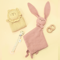 Adorable Doudou Lapin en Mousseline pour Bébé, Couverture de Sécurité, Tête Douce, Peluche à Câliner, Lapin Sommeil Nourrisson