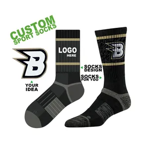 DESIGN GRATUIT & MOCK-UP Chaussettes de sport personnalisées Chaussettes de sport de basket-ball en équipage Chaussettes de sport OEM avec logo personnalisé